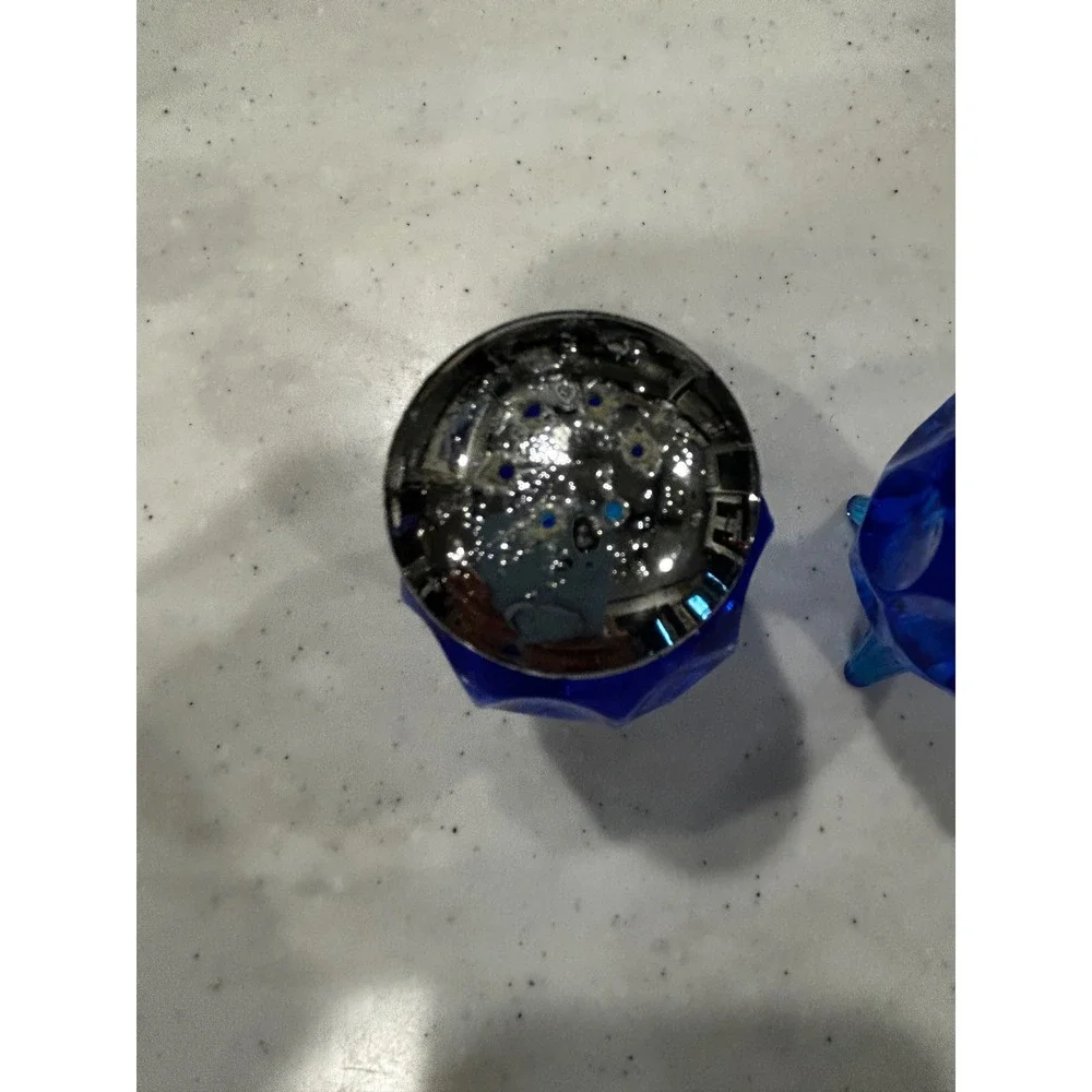 Vintage Cobalt Blue Glass Salt and Pepper Shakers Footed Thumbprint Pattern 4